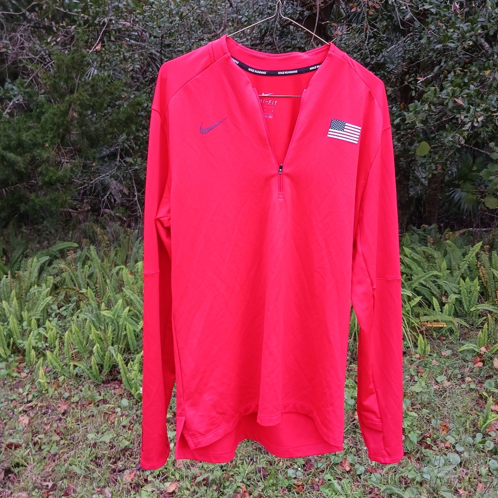 Nike USA Dri-FIT Team USA Half Zip Running Shirt Mens Medium